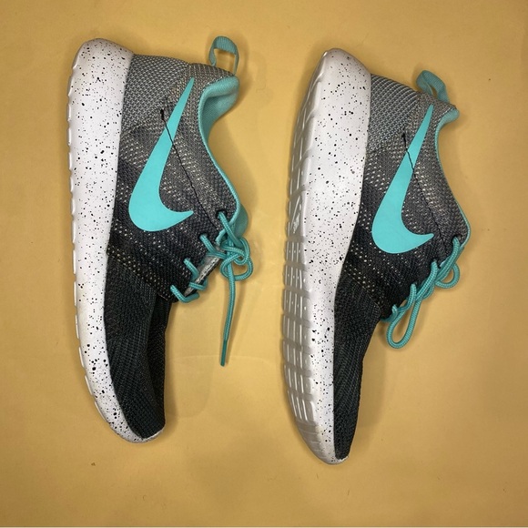 Nike Black Grey Gradient Mint Splatter Heel Roshe One Sneakers Shoes Size 6 - Picture 5 of 8